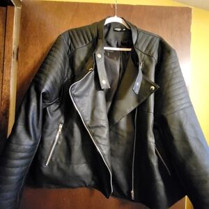 SHEIN Black Quilted Leather Jacket